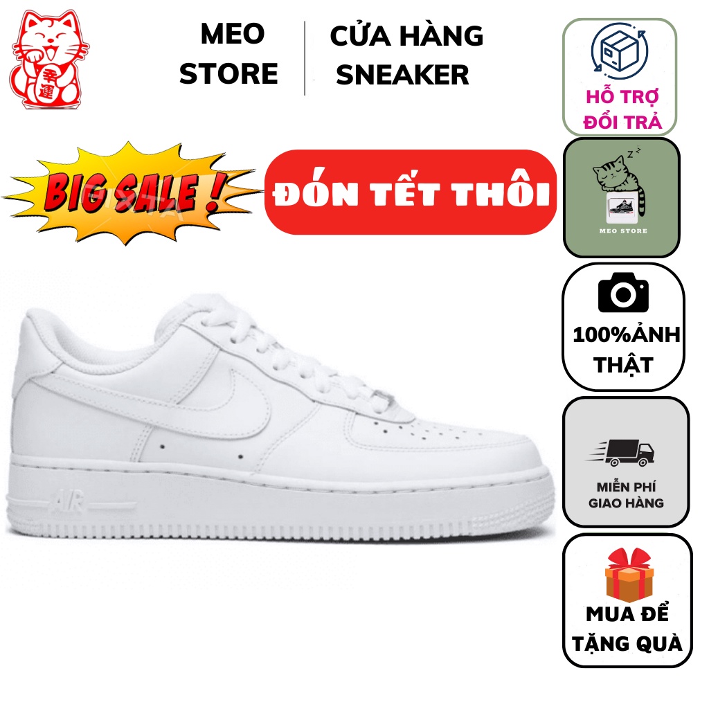 Giày AF1 Trắng Full, Giày Thể Thao Trắng Nam Nữ, Phù Hợp Học Sinh, Sinh Viên size 36-43.