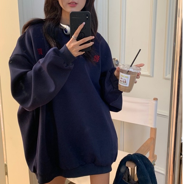 Áo Nỉ Nữ Dài Tay Cổ Tròn Thời Trang Hàn