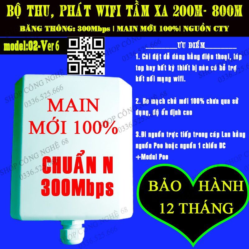 Thiết Bị Thu Phát Wifi Tầm Xa Ngoài Trời Ver6 (mới 100%)