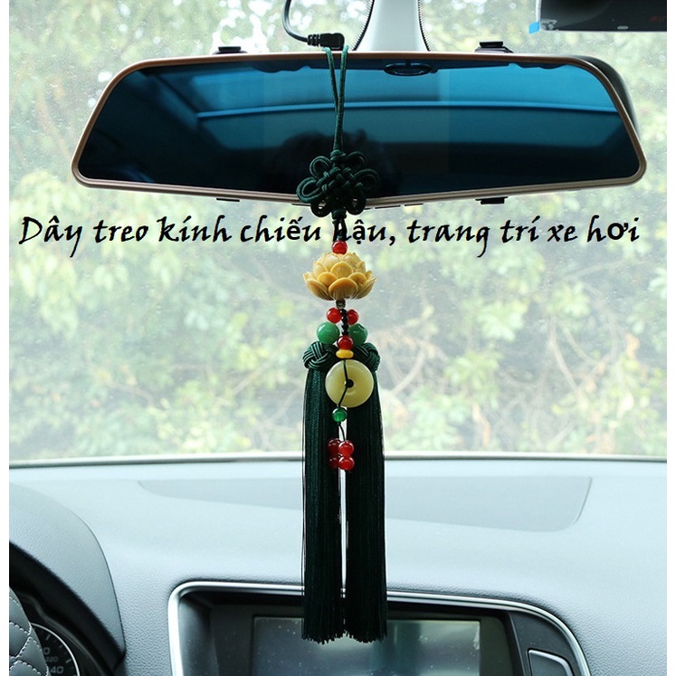 Khánh treo xe hơi hoa sen Luxi green, mang lại bình an và may mắn trên mọi cung đường