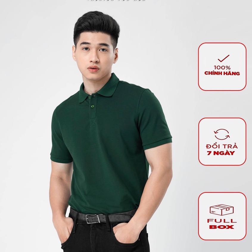 Áo Thun Polo Nam Cổ Bẻ Màu Xanh Két Vải Cotton Cá Xấu Thương Hiệu MrTwins®