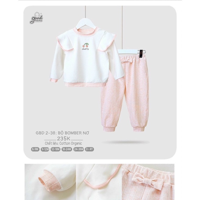 Bộ nỉ bé gái goodmama 6m-4y