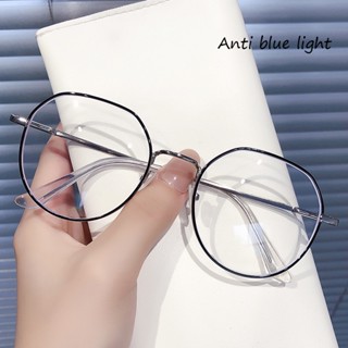 Kính Mát Gọng Kim Loại Hình Oval Chống Bức Xạ Ánh Sáng Xanh Thời Trang Cho Nữ