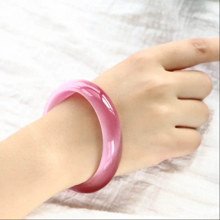 Vòng Tay Đá Opal Ngọc Bích Màu Hồng / Tím Thời Trang Hàn Quốc Cho Nữ