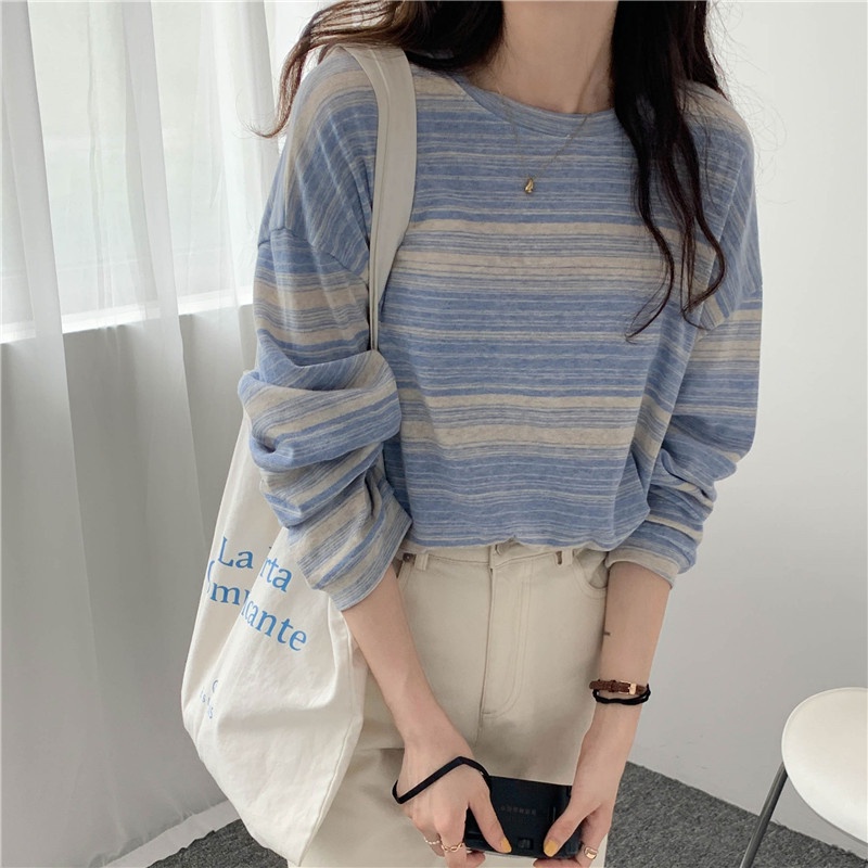 Áo sweater Kẻ Sọc Màu Sắc Thời Trang Thu Đông 2022 Dành Cho Nữ