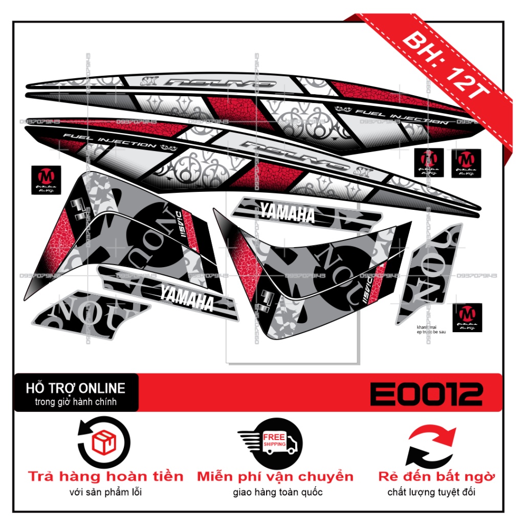 TEM RỜI NOUVO 5 SX ĐỎ ĐEN - THU DECAL