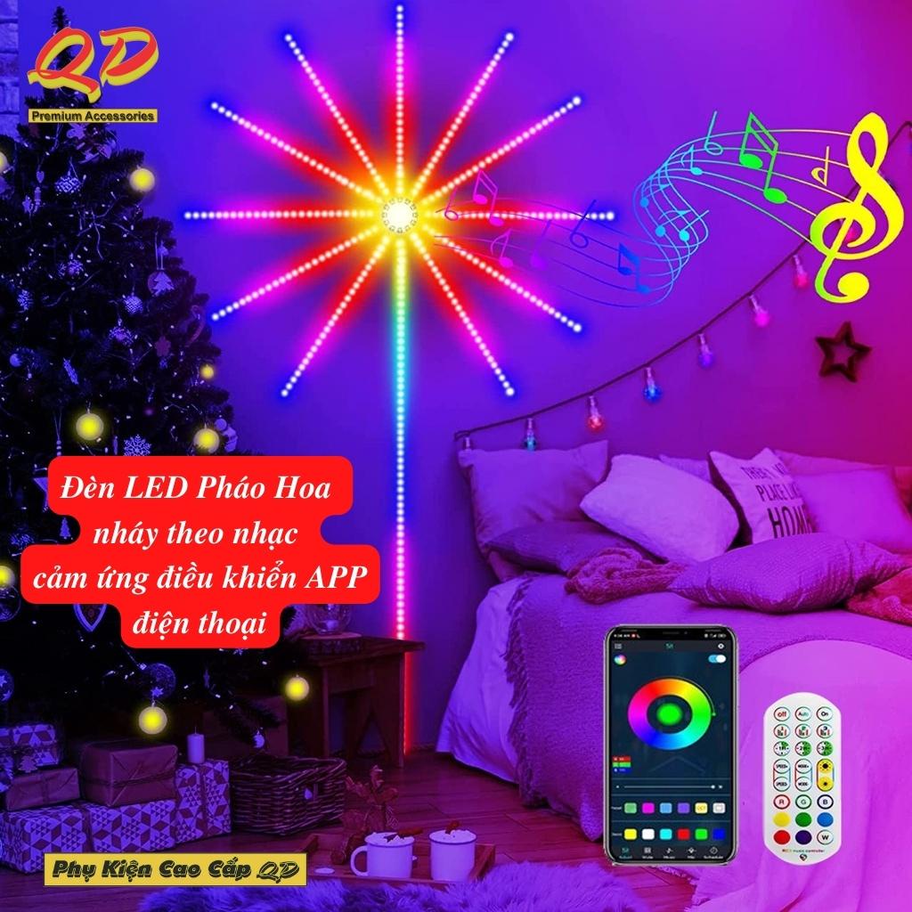 Đèn led pháo hoa nháy theo nhạc, led pháo hoa cảm ứng, kết nối bluetooth hiệu ứng pháo hoa ánh sáng chân thực