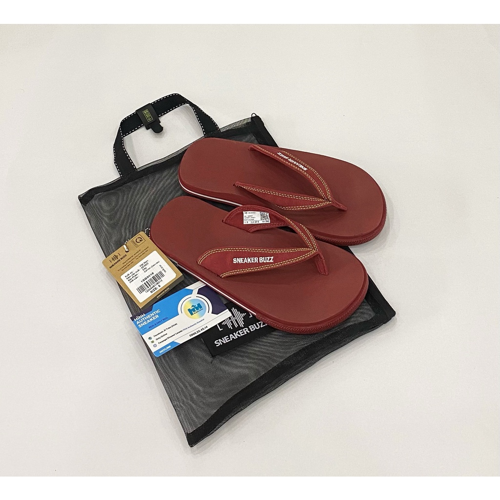 New - Dép Sneaker Buzz đỏ mận quai đỏ mận xỏ ngón chính hãng - 1SB0007