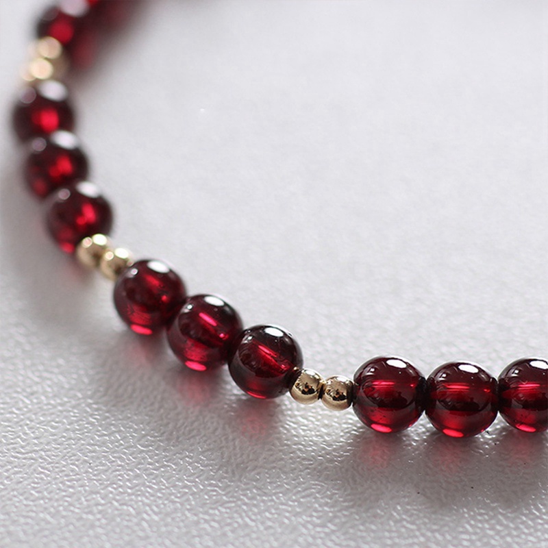 Ygt Vòng Tay Chuỗi Hạt Đá Garnet Tự Nhiên Màu Trong Mờ Thời Trang Cho Nữ