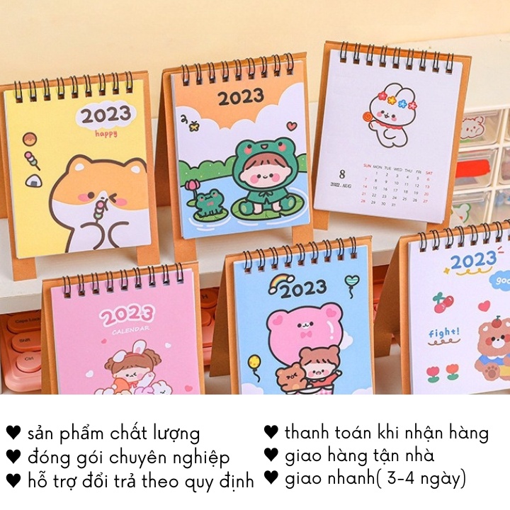 Lịch 2023-2024 Để Bàn Mini Ghi Chú Dễ Thương Cute Timo DD50