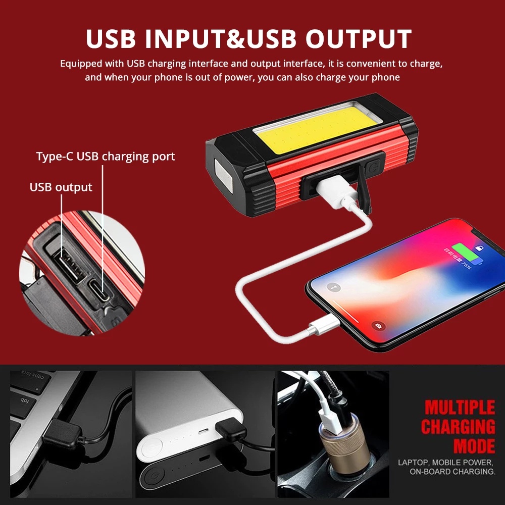 Đèn LED sạc từ tính Sạc USB siêu sáng và tiện lợi với kẹp hút từ tính Đèn LED làm việc có thể điều chỉnh góc