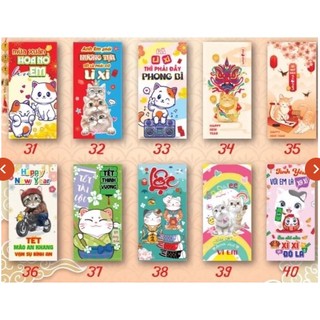 [Quà tặng kèm] (Giao Ngẫu Nhiên) 5 Bao Lì Xì Hoạt Hình Hình Mèo bằng giấy hoặc 3 bao lì xì loại đẹp bóng cứng