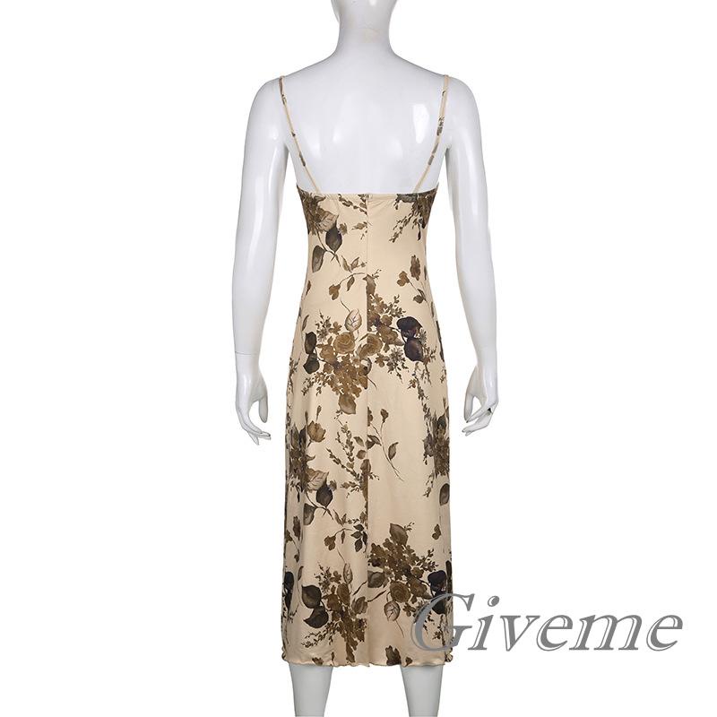 Givenme Đầm Hai Dây Ôm Dáng In Hoa Thời Trang Mùa Hè Cho Nữ