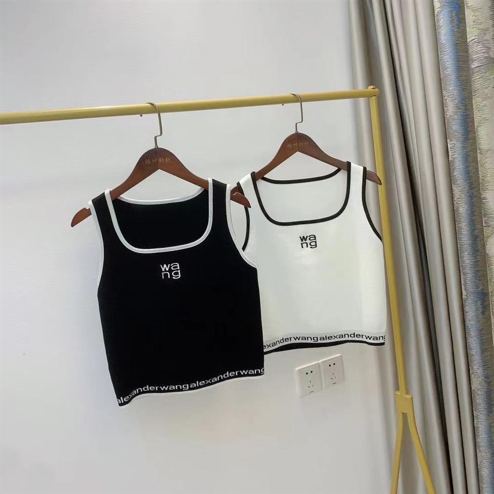 Áo Hai Dây Dệt Kim Dáng Ôm Thêu Chữ Thời Trang Xuân Hè Cho Bạn Gái