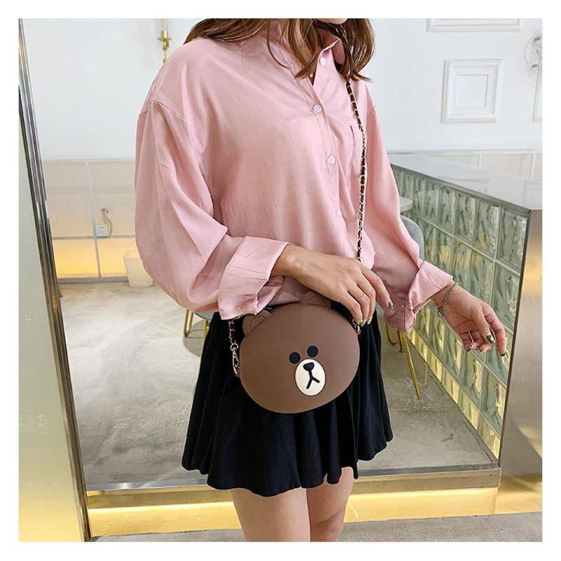 Doledo Túi Đeo Vai Đựng Điện Thoại / Tiền Xu Bằng Silicon Cỡ Lớn Hình Gấu Nâu Hoạt Hình Dễ Thương Cho Bé