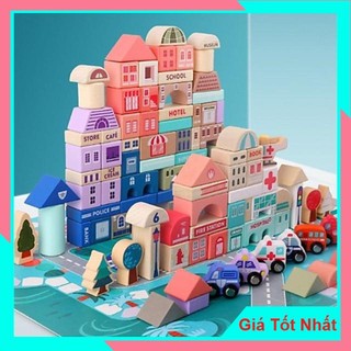 Bộ Xếp Hình Xây Dựng Thành Phố Bằng Gỗ (105 Miếng Gỗ) Mã số 10536