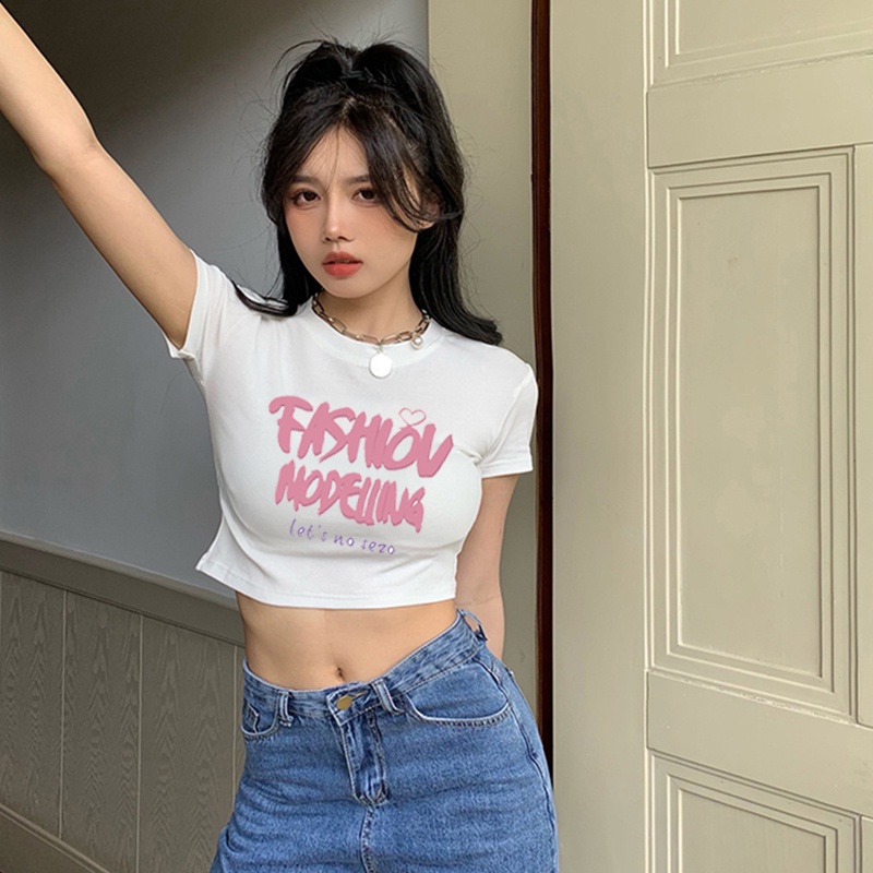 QADCOL Áo Thun Dáng Ngắn Hở Vai Màu Trơn Thời Trang Cho Nữ