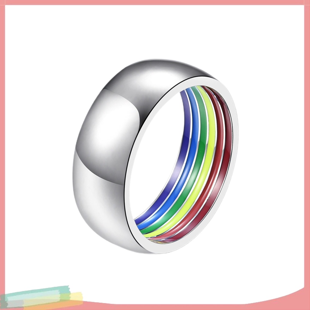 Nhẫn Trơn Màu Cầu Vồng Đính Đá Thời Trang Cho Nam Và Nữ