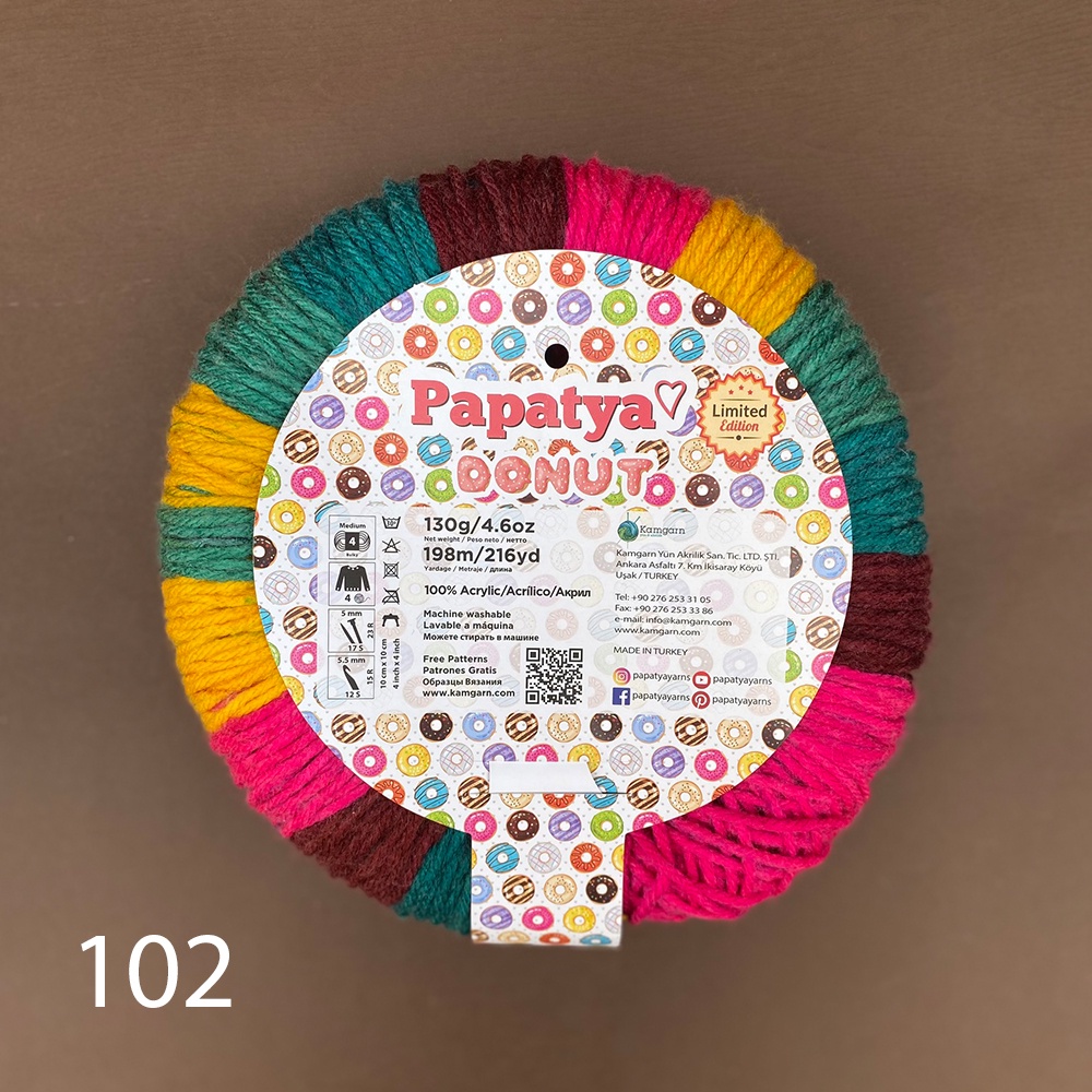 Len Papatya Donut - Nhập khẩu từ Papatya – Kamgarn - 130gram dài 198m