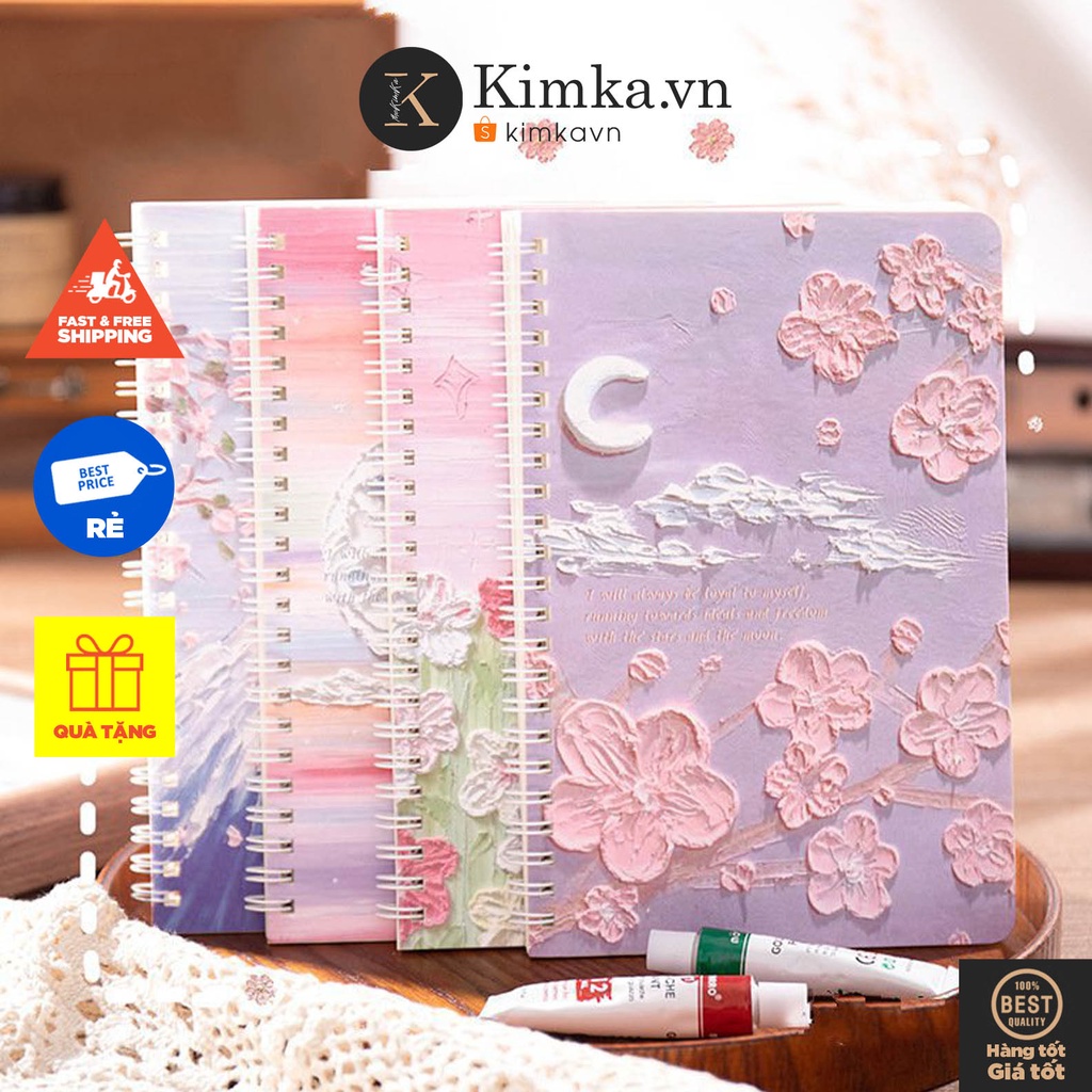 (24) Sổ Tay Lò Xo Kẻ Ngang A5 Vẽ Nổi 3D 120 Trang Ngẫu Nhiên 1 Quyển