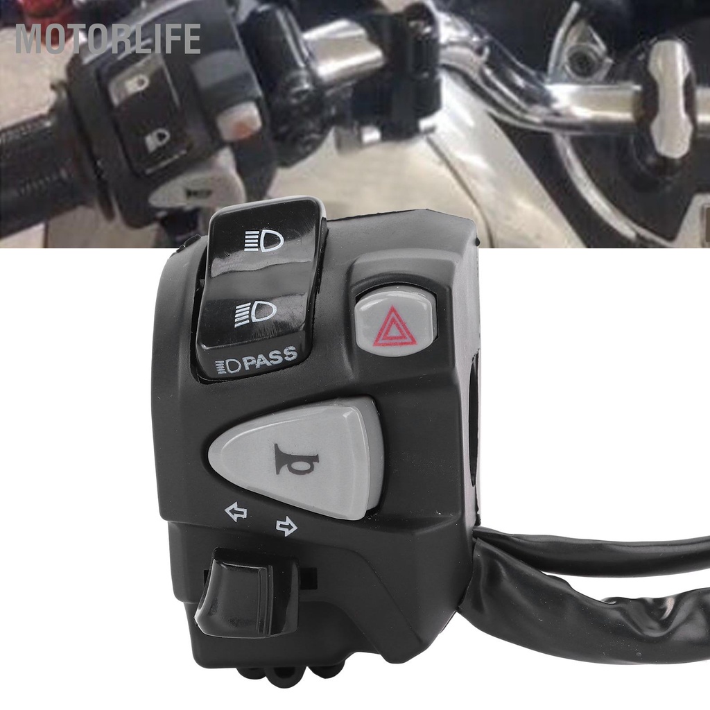 Motorlife Công tắc tay lái 22mm Thay thế nút điều khiển chùm sáng thấp/cao cho Honda MSX SF 125