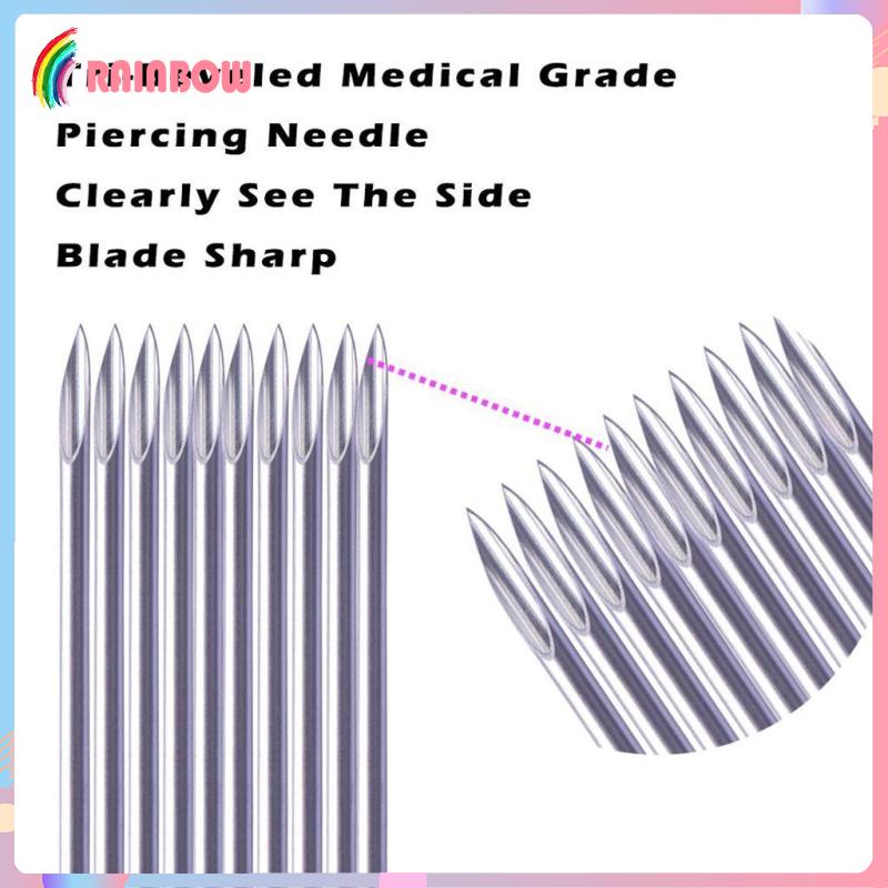 Bộ 100 Kim Xỏ Khuyên Bằng Thép Không Gỉ Hahaha1 12 / 14 / 16 / 18 / 20G