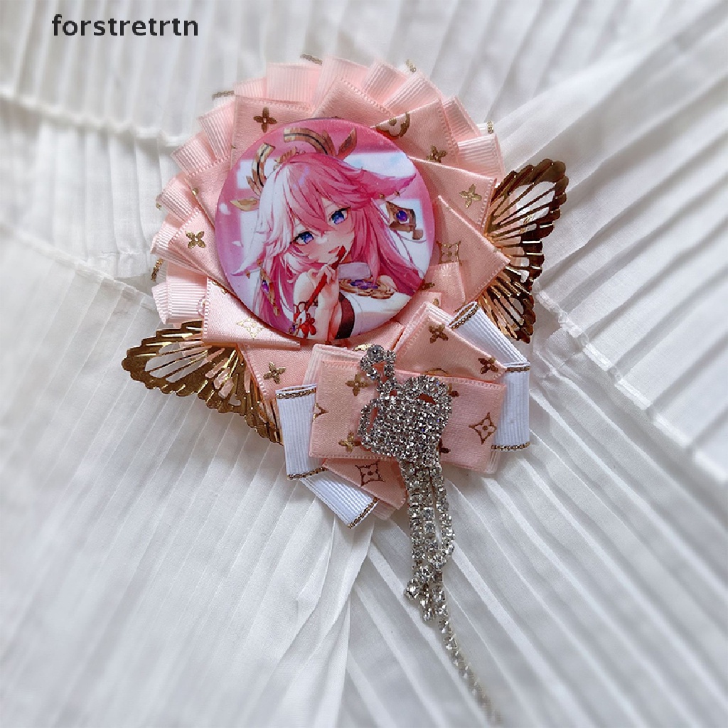 Forstretrtn Anime Badge Holder Sweet Retro Design Decoration Accessories Pins Brooch Lolita Flower Ribbon Backpack Badge Holder Base Tray EN
