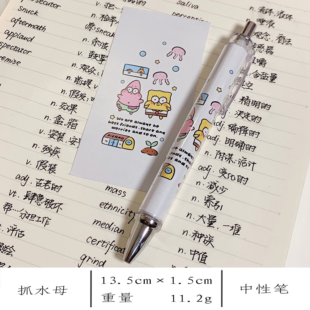 Bút Gel Đen Ngòi 0.5MM Nhanh Khô In Họa Tiết Hoạt Hình SpongeBob Dễ Thương Cho Học Sinh văn phòng phẩm