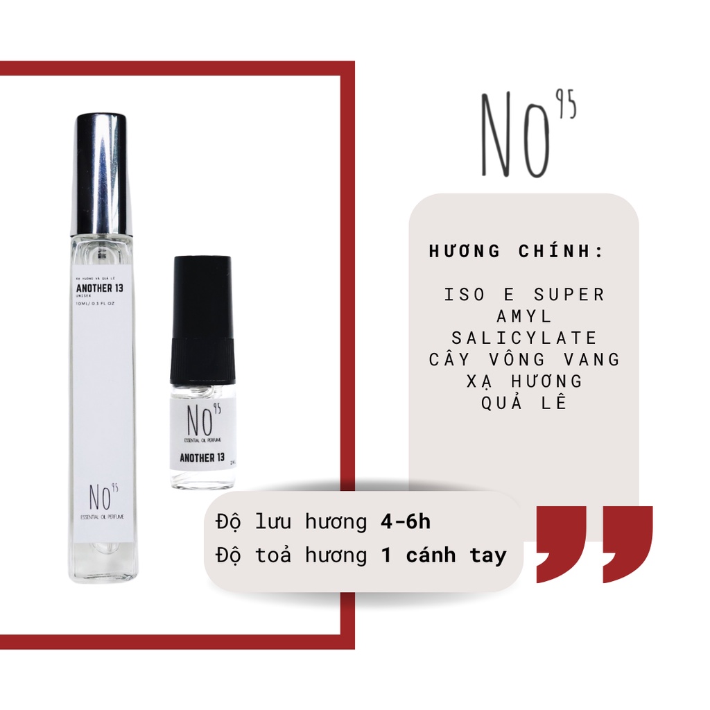 Tinh dầu nước hoa No.95 size 2ml, mẫu dùng thử, hương thơm cao cấp, chính hãng
