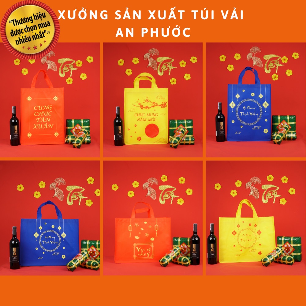 "GIÁ XƯỞNG" COMBO 10 Túi Vải Không Dệt Đựng Qùa Tặng Tết Nhiều Mẫu - Túi Vải Môi Trường - Xưởng Sản Xuất An Phước