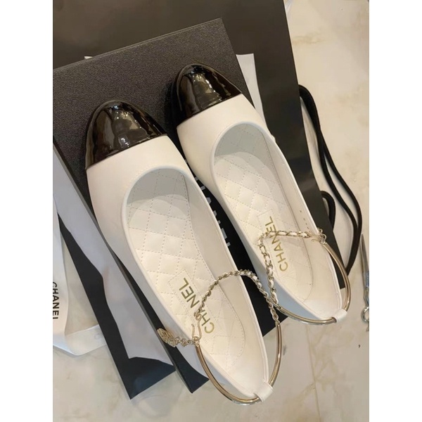 Giày búp bê Cha.nel dây xích NMINESTORE hàng FULLBOX LOGO