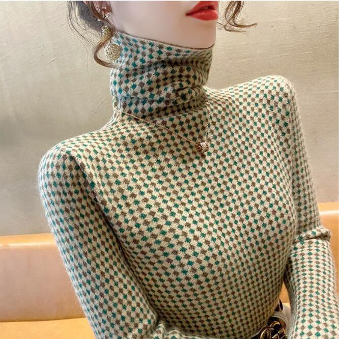 Áo Thun Nữ Dài Tay Cổ Cao Thời Trang Hàn