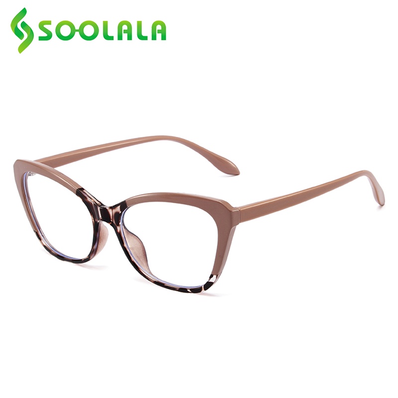 Kính mắt SOOLALA đọc sách chống ánh sáng xanh màu sắc trong suốt kiểu mắt mèo thời trang dành cho nữ