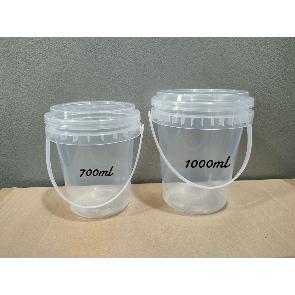 (10 cái | 1000ml) Xô nhựa đựng trà sữa, khô gà, bánh kẹo kèm nắp và quai xách Size Lớn 1000ml