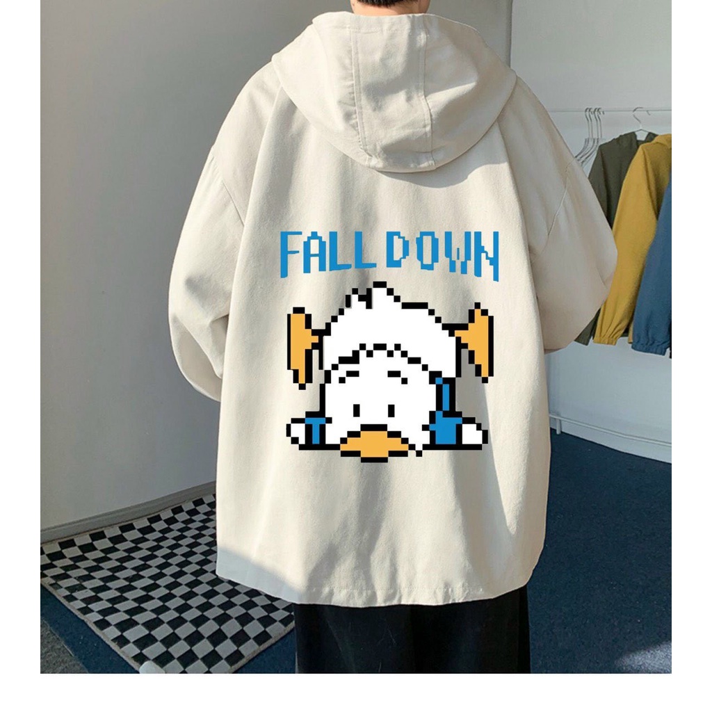Áo khoác có nón nam nữ FALL DOWN basic 2 màu trắng đen