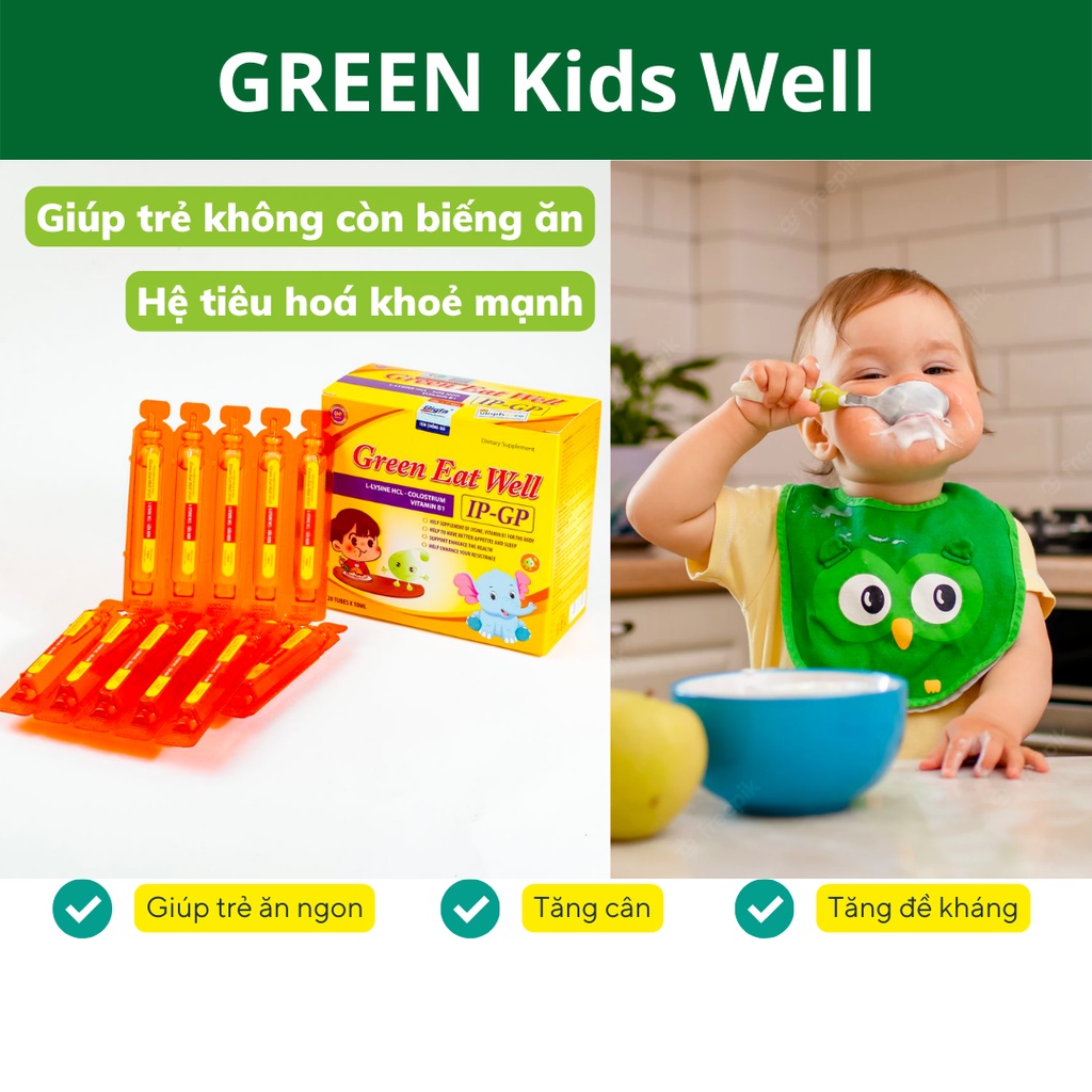 Siro giúp bé ăn ngon, ngủ ngon, phát triển khoẻ mạnh Green Eat Well (Hộp 20 ống x 10ml)