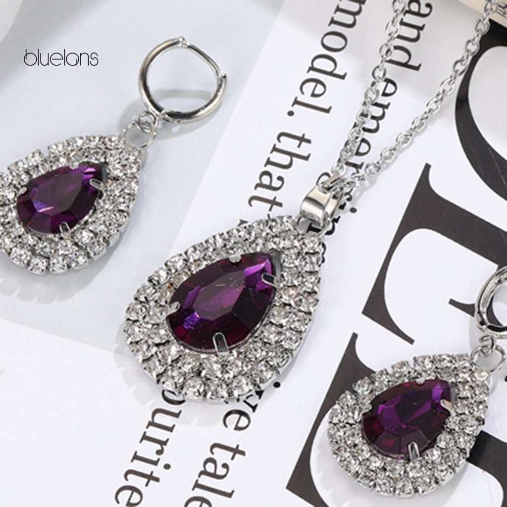 1 Set Phụ Kiện Trang Sức Gồm Vòng cổ / Bông Tai Đính Đá Khối Lập Phương Sang Trọng