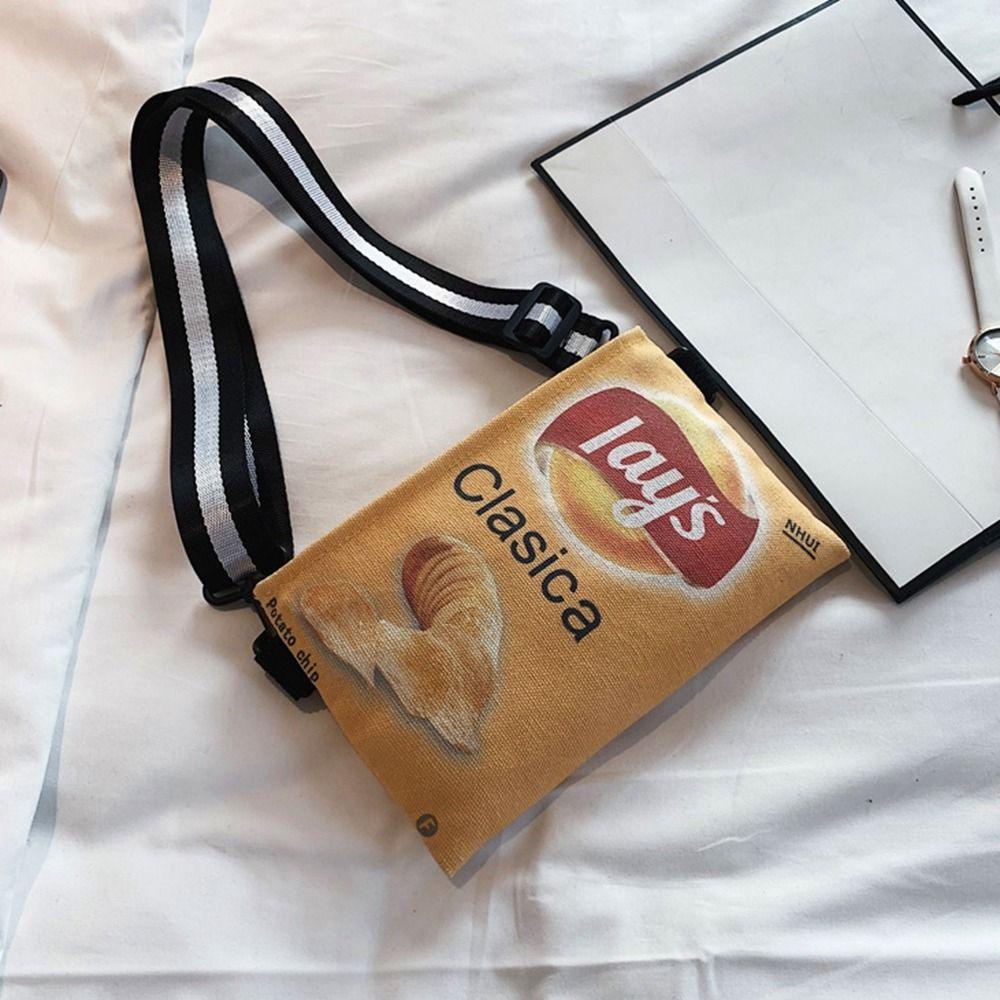 Túi Đeo Chéo Vải Canvas Hình Vuông Nhỏ Nhắn Dễ Thương Vui Nhộn WMES15H