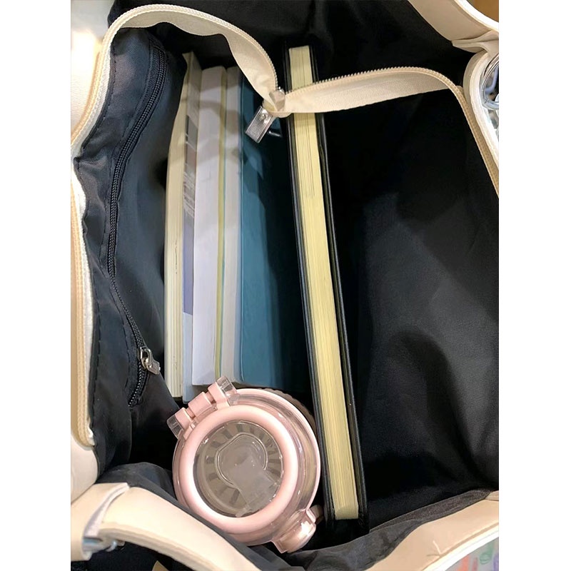 AlphaZ Túi Tote Đeo Vai Bằng Vải Bạt Thắt Nơ In Họa Tiết Thời Trang Sức Chứa Lớn