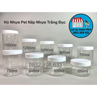Hủ Nhựa Pet Nắp Nhựa Trắng Đục Cao Cấp Đủ Size