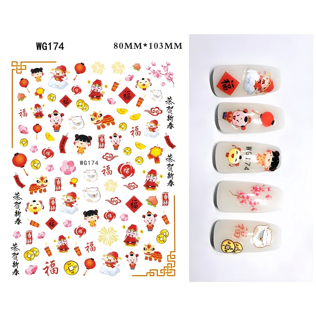 Sticker Mèo May Mắn Tết 2023 | Sticker Nail 3D Dán Móng