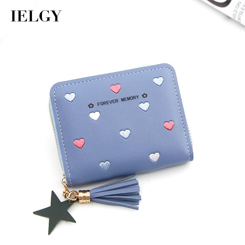 Ví Khóa Kéo Thêu Trái Tim Phong Cách Hàn Quốc Dành Cho Nữ