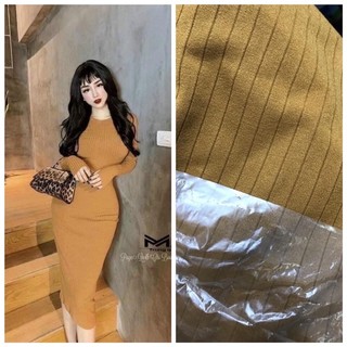 váy body nâu tây xinh sale chất len tăm dày dặn