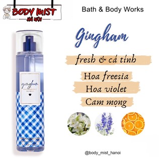Xịt thơm toàn thân, xịt BodyMist Bath & Body Woks Gingham 10ml - 30ml chính hãng | Body mist Hà Nội
