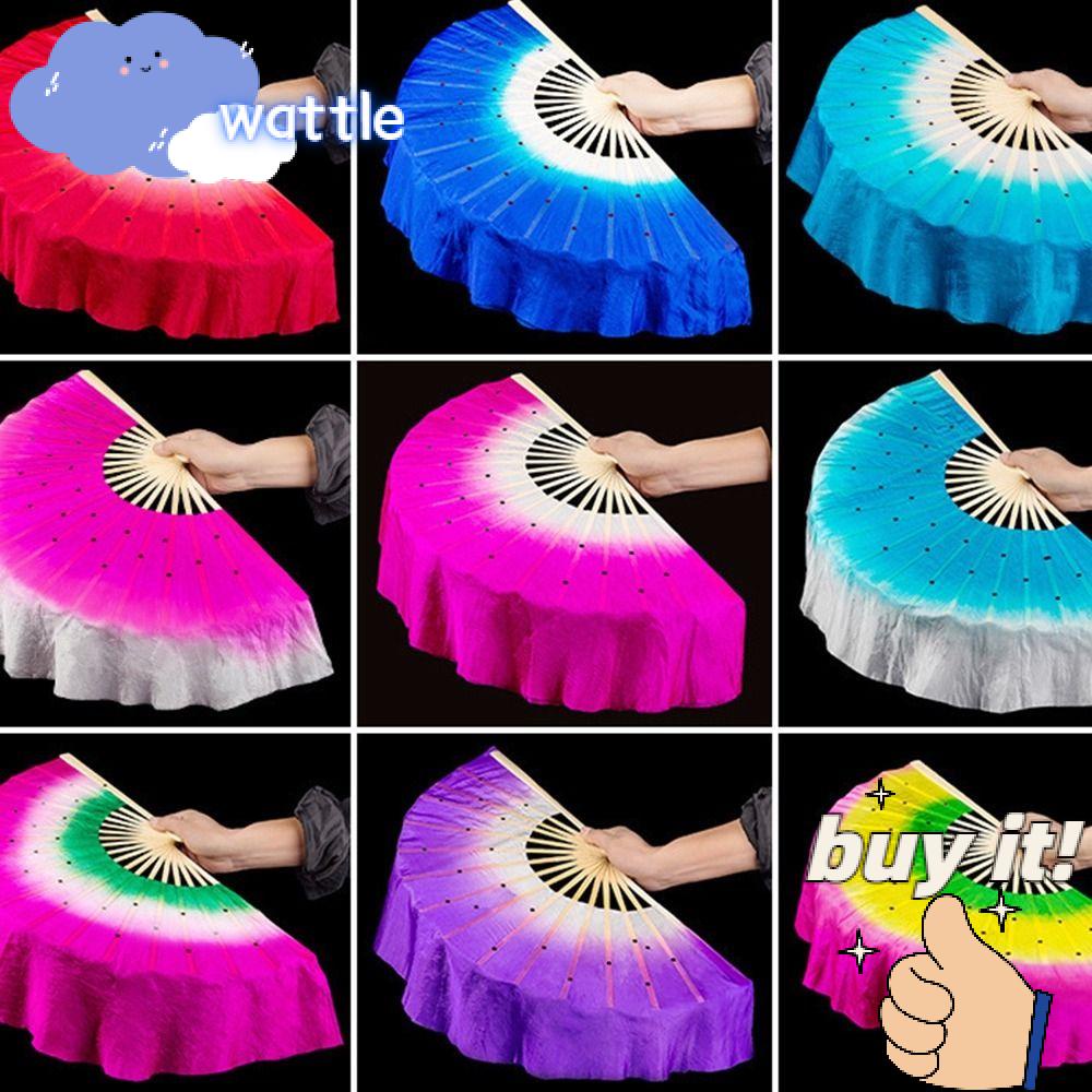 Quạt Múa Bụng Dài 40cm Bằng Lụa Màu Sắc Tuyến Tính