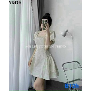 Đầm xoè dự tiệc tay bồng chất gấm xốp siêu sang chảnh