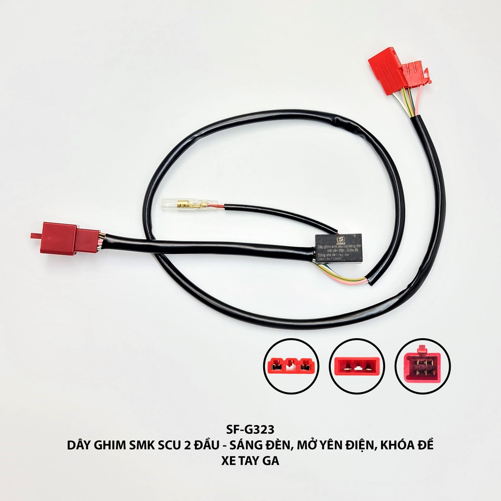 Dây ghim SMK SCU 2 đầu - sáng đèn, mở yên điện, khoá đề - xe tay ga