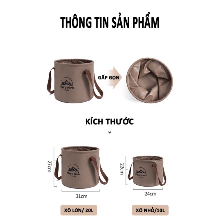 Xô đựng nước dã ngoại gấp gọn du lịch cắm trại rất tiện dụng, dễ dàng mang theo - DCP19