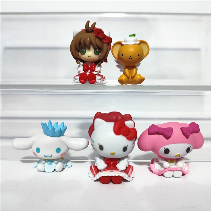 Mới Set 5 Mô Hình Nhân Vật Phim Hoạt Hình Thủ Lĩnh Thẻ Bài Sakura Và Sanrio