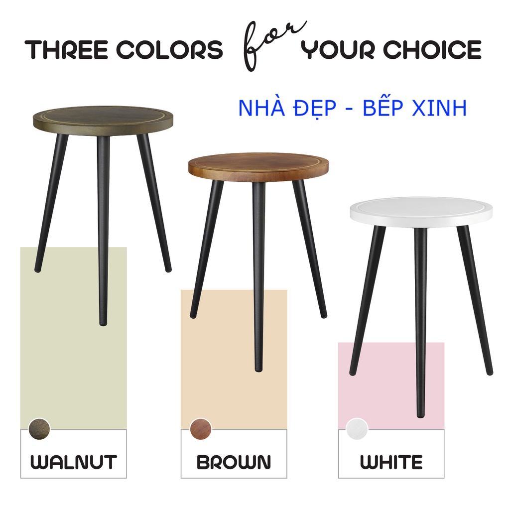 Bàn Trà + Coffee, Kệ, Giá, Đôn Gỗ Để Chậu Hoa Cây Cảnh ( mặt gỗ 31 cm, chân côn sắt cao 40 cm)- 3 màu